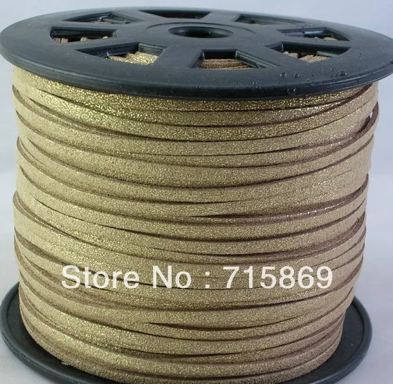 

Free Shipping 3*1.5mm Light Gold 10 Yard (9 Meters ) Faux Suede Leather Cord DIY Jewellery Making For Necelace and Bracelet