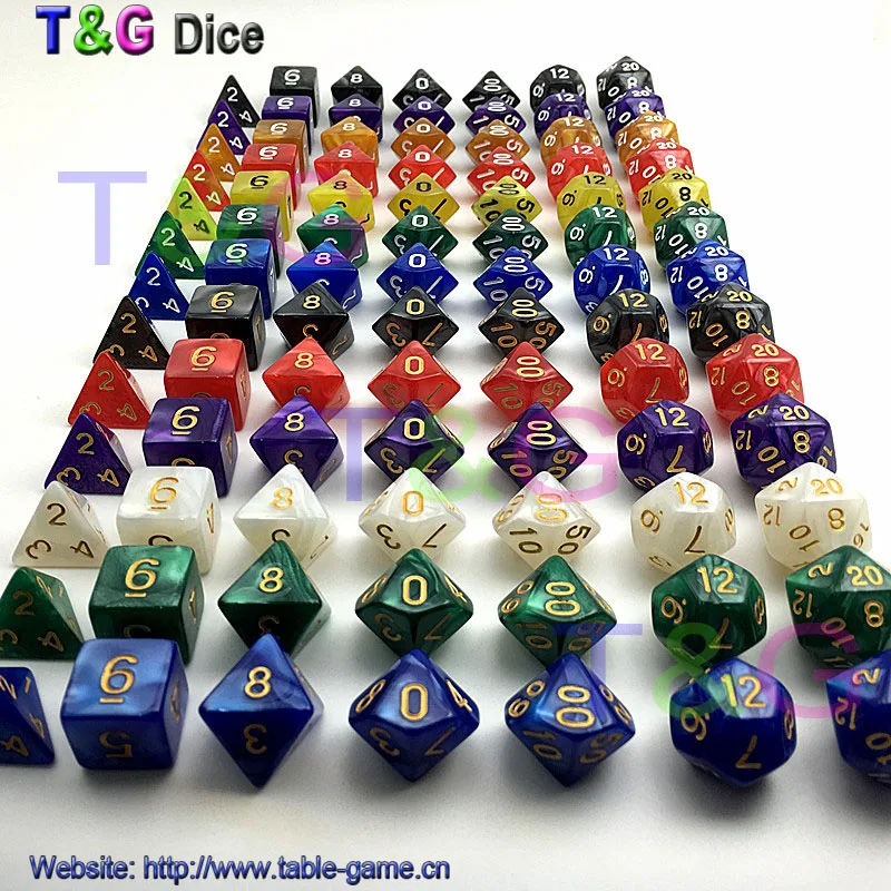 Top Best Promotion 7pc/set dice set Multi Sided Dice with marble effect