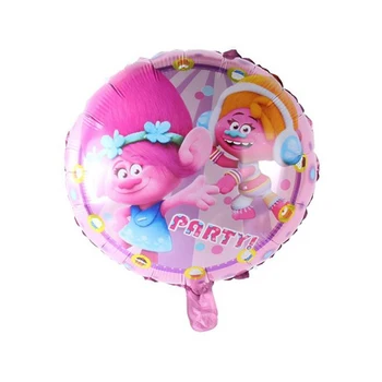 

10 Pcs/lot Hot sale Round Trolls Aluminium foil Balloon Party Toy Party Birthday Decorative Balloon