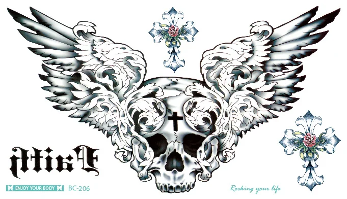 

Rocooart BC-206 Body Wreath Sexy Tatuagem Taty Body Art Temporary Tattoo Sticker Halloween Skull Wing Waist Circle Fake Tatoo