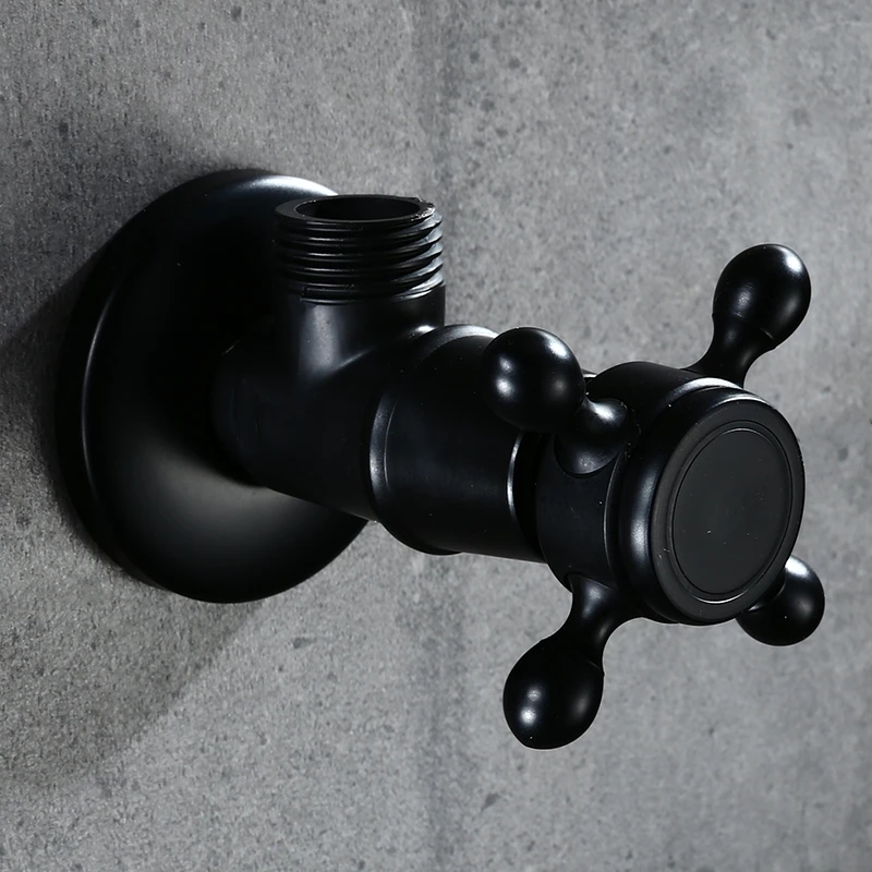 Black Angle Valve Antique Brass Wall Mount Angle Valve for Toilet Universal Stop Water Triangle Valve for Faucet and Toilet