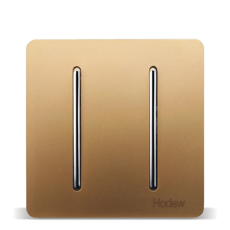

Home Wall Switch Power Socket Panel, 86-Type Concealed Gold, Double-Open Dual Control Switch Panel, PC 220V 10A