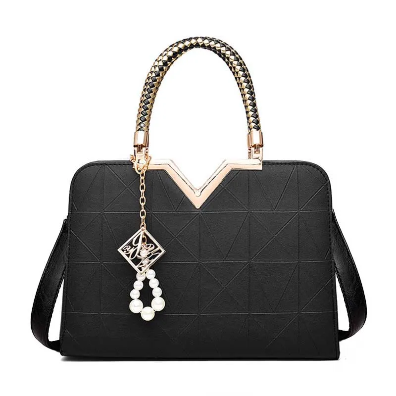 PU Leather Women Travel Handbag Pearl Ornament Female Shoulder Bag Large Holiday Lady Crossbody Fashion Handle Tote Bag SS7076 (5)