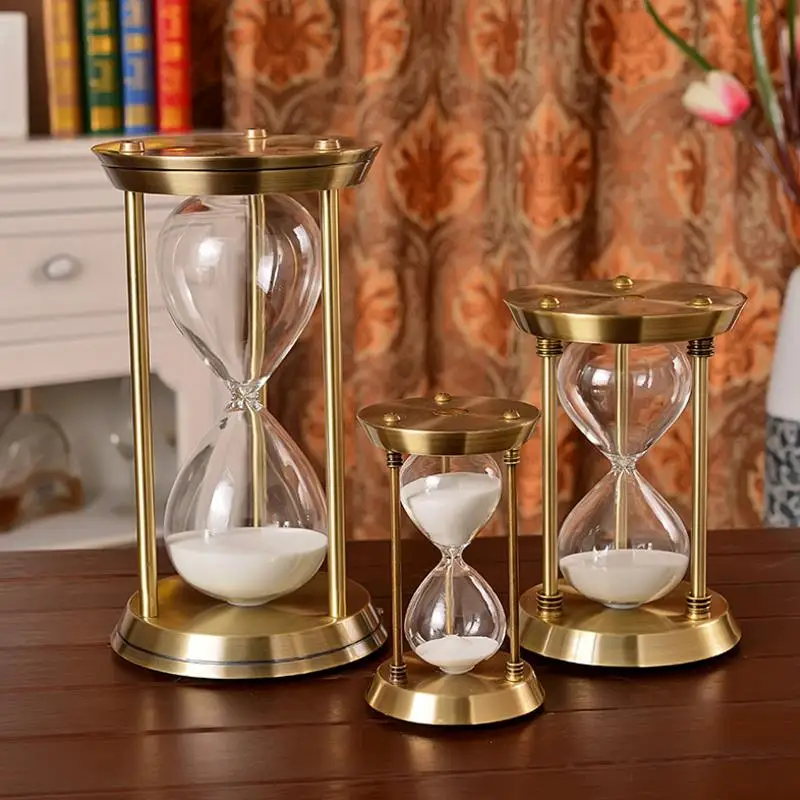 

New Classmate Friends Best Gift Retro Style Gold Silver Metal Hourglass with 15 30 60mins
