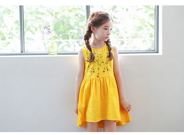bow cotton ruffles baby teenage girl cotton summer dresses for kids girl yellow irregular children girls princess dresses 2018 new 5 6 7 8 9 10 11 12 13 14 15 years teenage girls kids dresses for girls clothing for teen  (9)