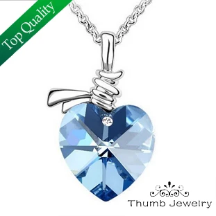 

JS N023 Heart Jewerly White Gold Color Violetta Joias AAA High Quality Crystal Pendant Necklace Silver Necklace Christmas Gifts