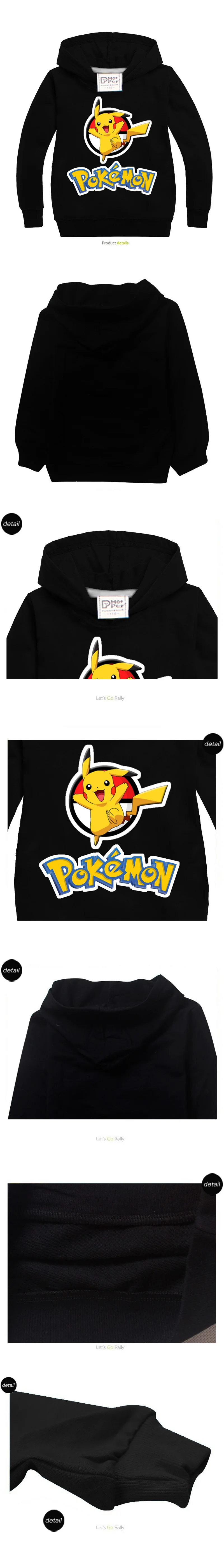 Новинка года; детская толстовка с капюшоном Pokemon Go Pokemon; Верхняя одежда без подкладки для мальчиков и девочек
