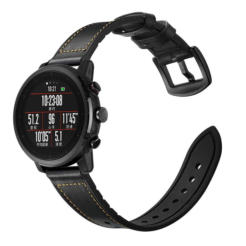 22 мм кожаный ремешок для Xiaomi Huami Amazfit PACE Stratos Смарт-часы браслет для Xiaomi Amazfit ремешок из натуральной кожи ремень