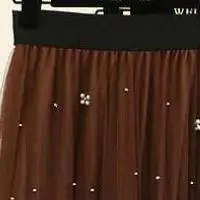 Юбка с покрытием, длинная юбка с жемчугом и эластичной резинкой на талии, длинная юбка - Цвет: coffee