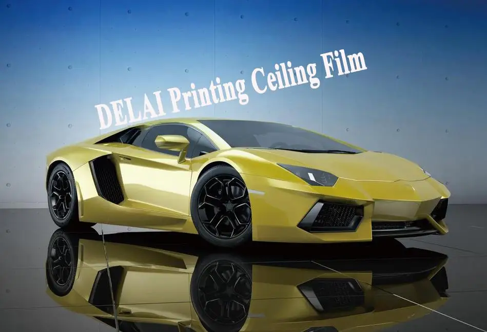 

3D 053 Lamborghini with blue background Printing Ceiling film for ceiling or wall decoration