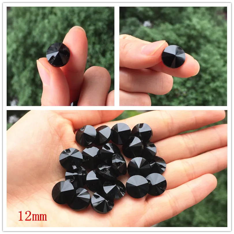 

20pcs High-grade black Crystal gemstone buttons Sewing buttons for shirt Crystal buttons for garments Sewing Accessories 12mm