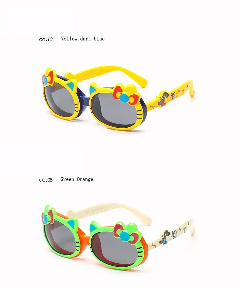 Новая мода для детей милый кот флип поляризованные Солнцезащитные очки для женщин Дети младенческой мультфильм TAC TR90 Защита от солнца Очки Открытый очки Óculos 859