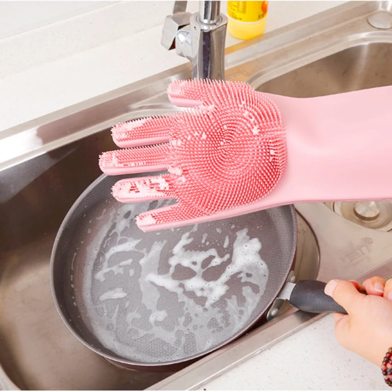 Волшебные силиконовые чистящие перчатки пара скруббер резиновый Пылезащитный для мытья посуды уход за домашними животными уход за шерстью автомобиль изолированный кухонный помощник