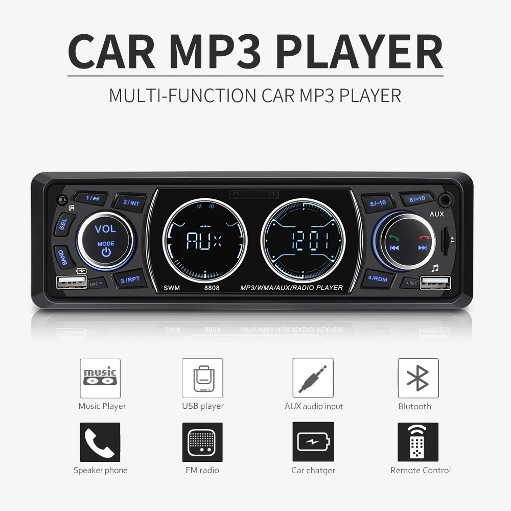 Excelvan 8808 1 Din автомагнитолы 4 дюйма автомобильный стерео MP3 музыкальный плеер