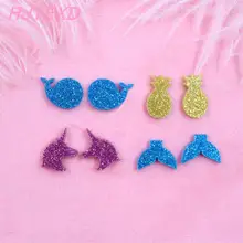 40 шт./лот) 14 мм Ассорти позолоченные серьги(без шпильки сзади) КИТ ананас хвост русалки серьги в виде единорогов 0.6in Лазерная резка-AC1570