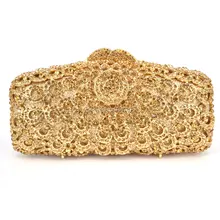 2016 neue Luxus Kristall Gold Kupplungen Bag Hochzeit Geldbörse Frauen Braut Kette Umhängetasche Prom Weibliche abendtasche SC287