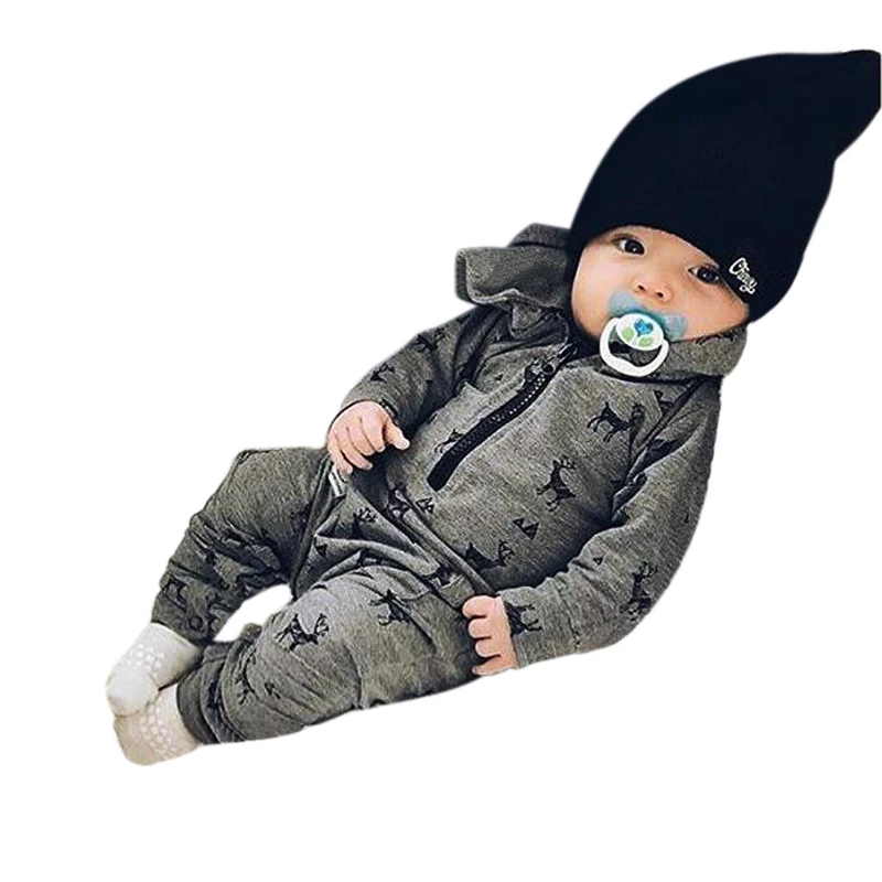 

4-24M Long Sleeve Christmas Newborn Infant Baby Boy Girls Deer Romper Jumpsuit Outfits Clothes Drop Shipping