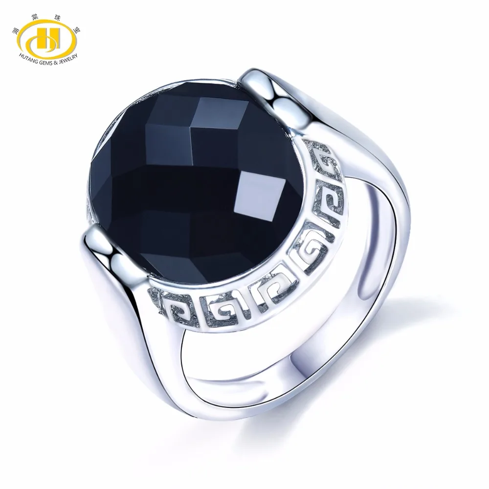 Hutang Stone Jewelry Natural Black Chalcedony Solid 925 Sterling Silver Ring Fine Fashion Gemstone Jewelry Vintage Style Gift Hutang Stone Jewelry Natural Black Chalcedony Solid 925 Sterling Silver Ring Fine Fashion Gemstone Jewelry Vintage Style Gift