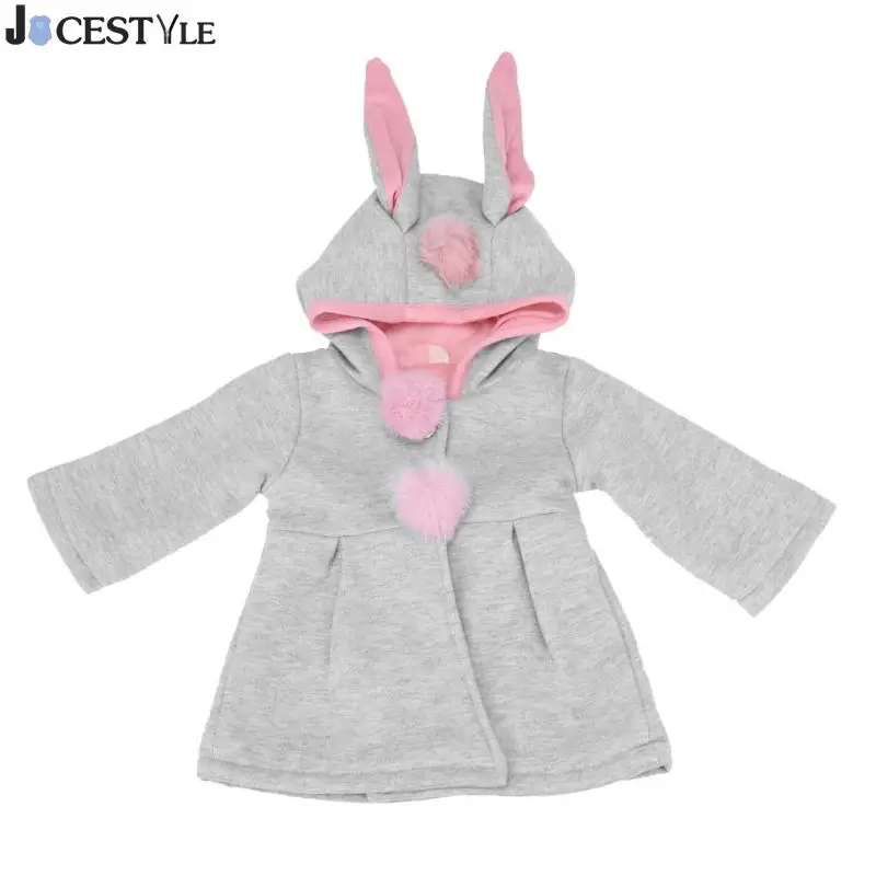Милый кролик уха пальто с капюшоном для девочек Топы корректирующие детская теплая верхняя одежда детская Костюмы одежда для малышей пальто для девочек