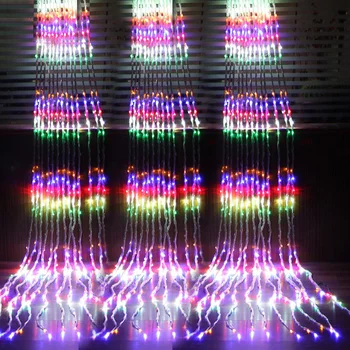 1set 3X3M 320LED Waterval Gordijn Ijspegel LED String Licht Meteorenregen Regen Fairy String Garland Bruiloft achtergrond Licht