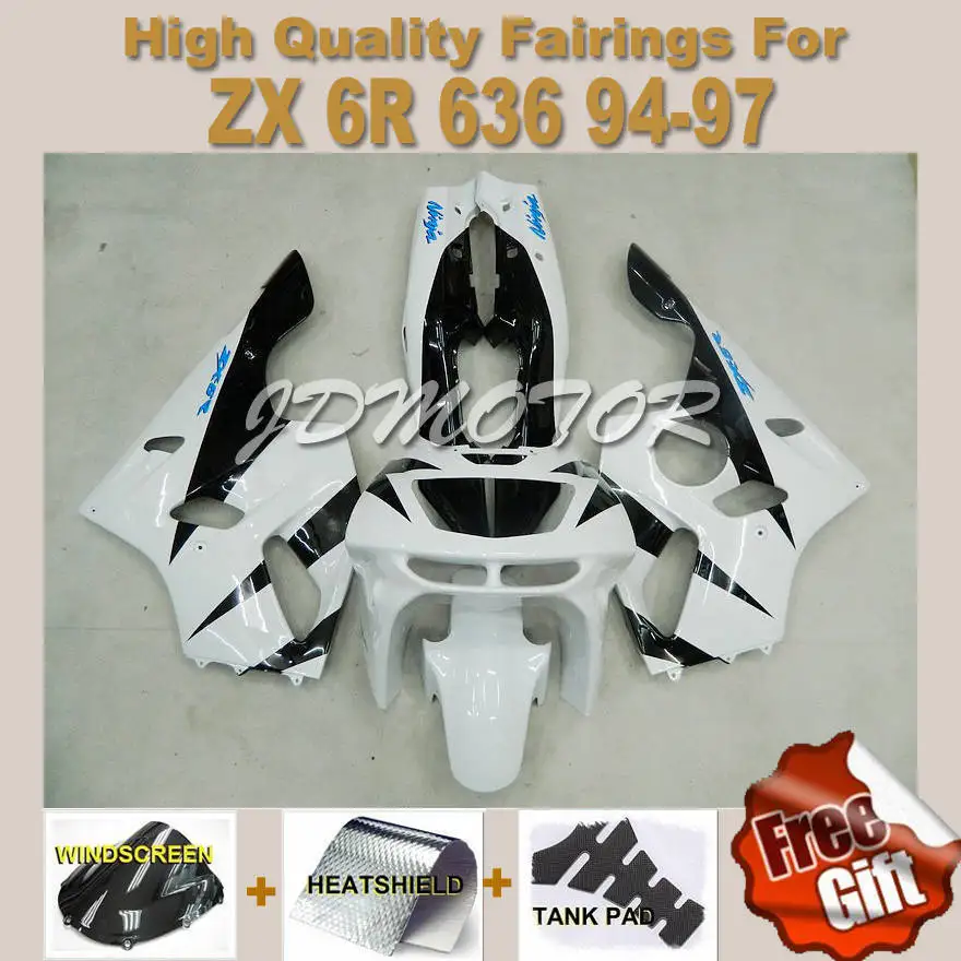 Обтекатель для Kawasaki ZX 6R 94 95 96 97 ZX6R 1994 1995 1996 1997 Ninja 636 motorycyle наборы обтекателей черный