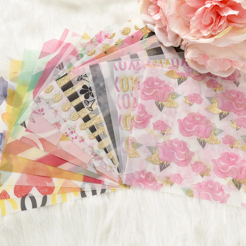 

Flowers Pattern Vellum Paper Die Cuts for Scrapbooking Happy Planner/Card Making/Journaling Project