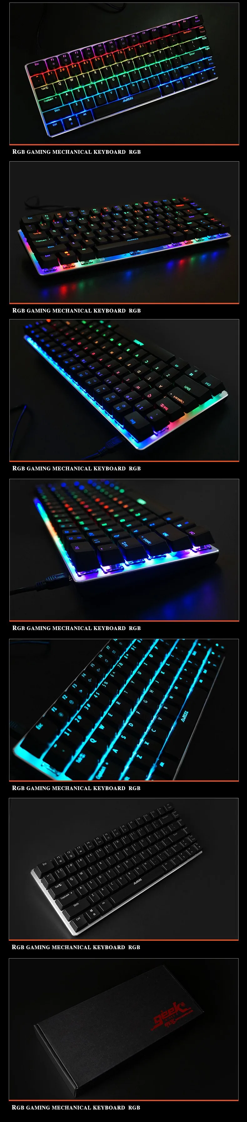 82 клавиши проводной AK33 RGB светодиодный с подсветкой Usb Мультимедиа эргономичная подсветка Механическая игровая клавиатура черный/синий переключатель