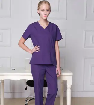 

Man&Woman Doctor Scrub Tops 100 cotton Medical scrubs Short-sleeve Medical Uniform Scrub Sets