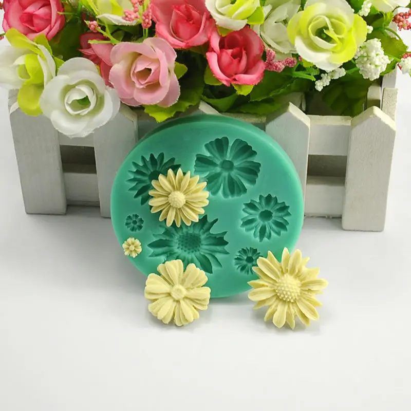 Daisy wedding candy mold flower cupcake toppers decoration silicone