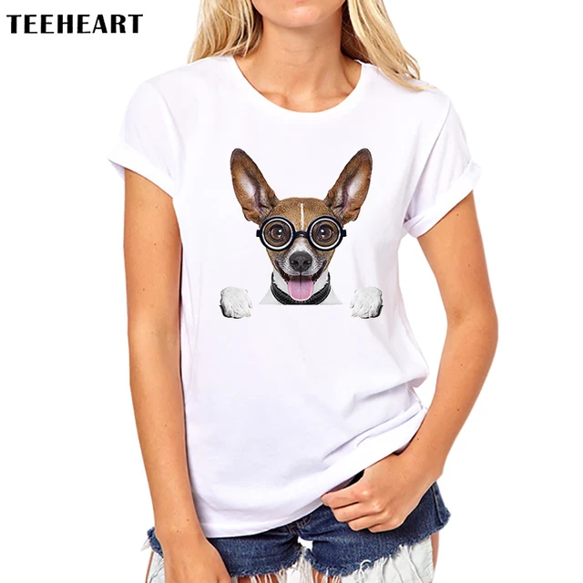 TEEHEART Women Customize Big Eye Cute Pet Dog Print T shirt Ladies ...