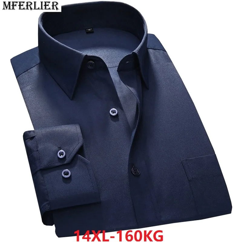 Autumn Men Formal Shirt Larger Size 8xl 9xl 10xl Navy Blue Plus Size ...