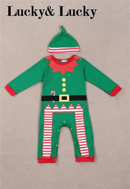 Рождественская Одежда для маленьких мальчиков; Одежда для новорожденных; комбинезон+ головной убор на год одежда для малышей Длинные рукава Детский комбинезон - Цвет: g