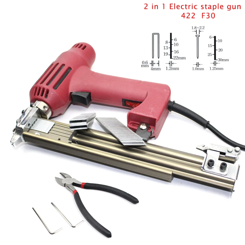 

F10-F30/410J-422J 2 In 1 Woodworking Tacker Electric Nails Staple Gun With 600pcs Nails 220V Electric Power Tools