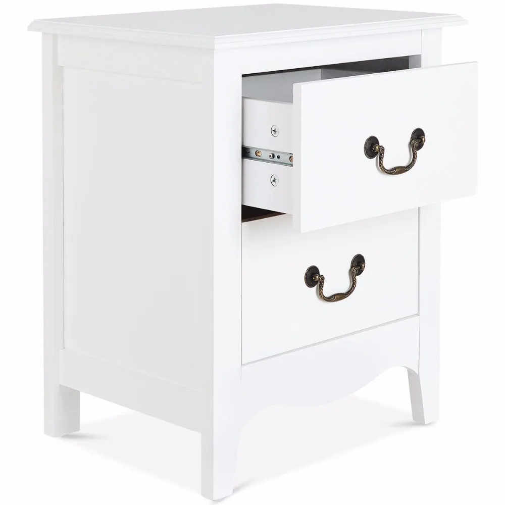 Giantex Nightstand End Beside Table Drawers Modern Storage Bedroom Furniture White Home Furniture HW58623