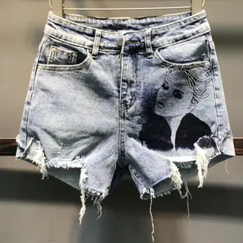 

plus size3xl! 2019 summer Irregular tassel denim shorts women loose diamond wide leg jeans shorts