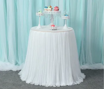 

DIY Round Table skirts with table covers wedding champagne tower candlesticks candy dessert table decoration