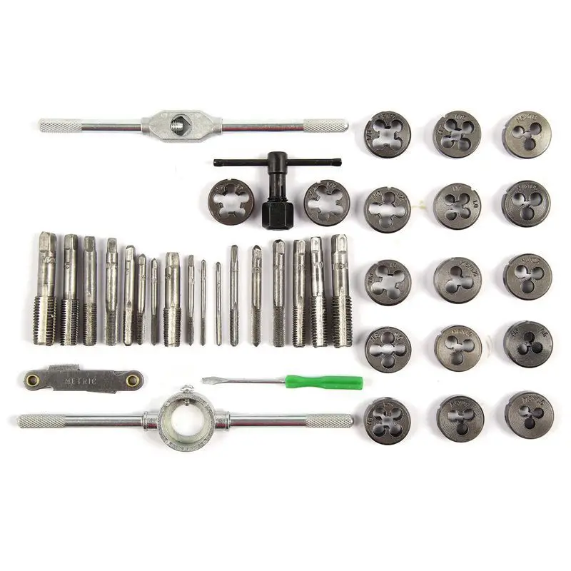 

#40pcs tap die set M3-M12 Screw Thread Metric Taps wrench Dies DIY kit wrench screw Threading hand Tools Alloy Metal