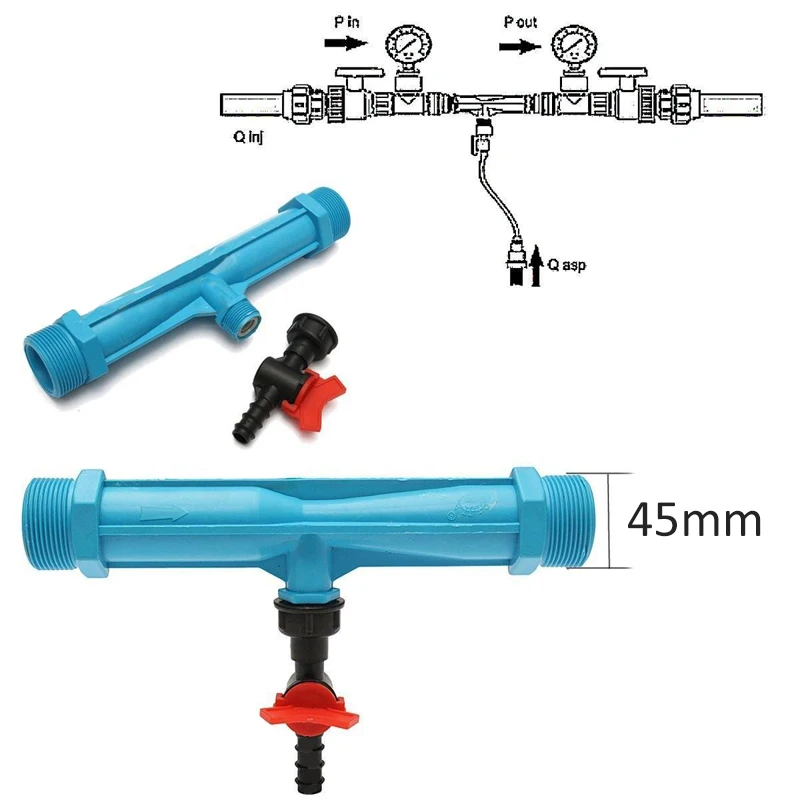 Blue  Garden Watering Tools Irrigation Venturi Fertilizer Injector 2 inch Farming Water Tube Thread Irrigation Drip Device