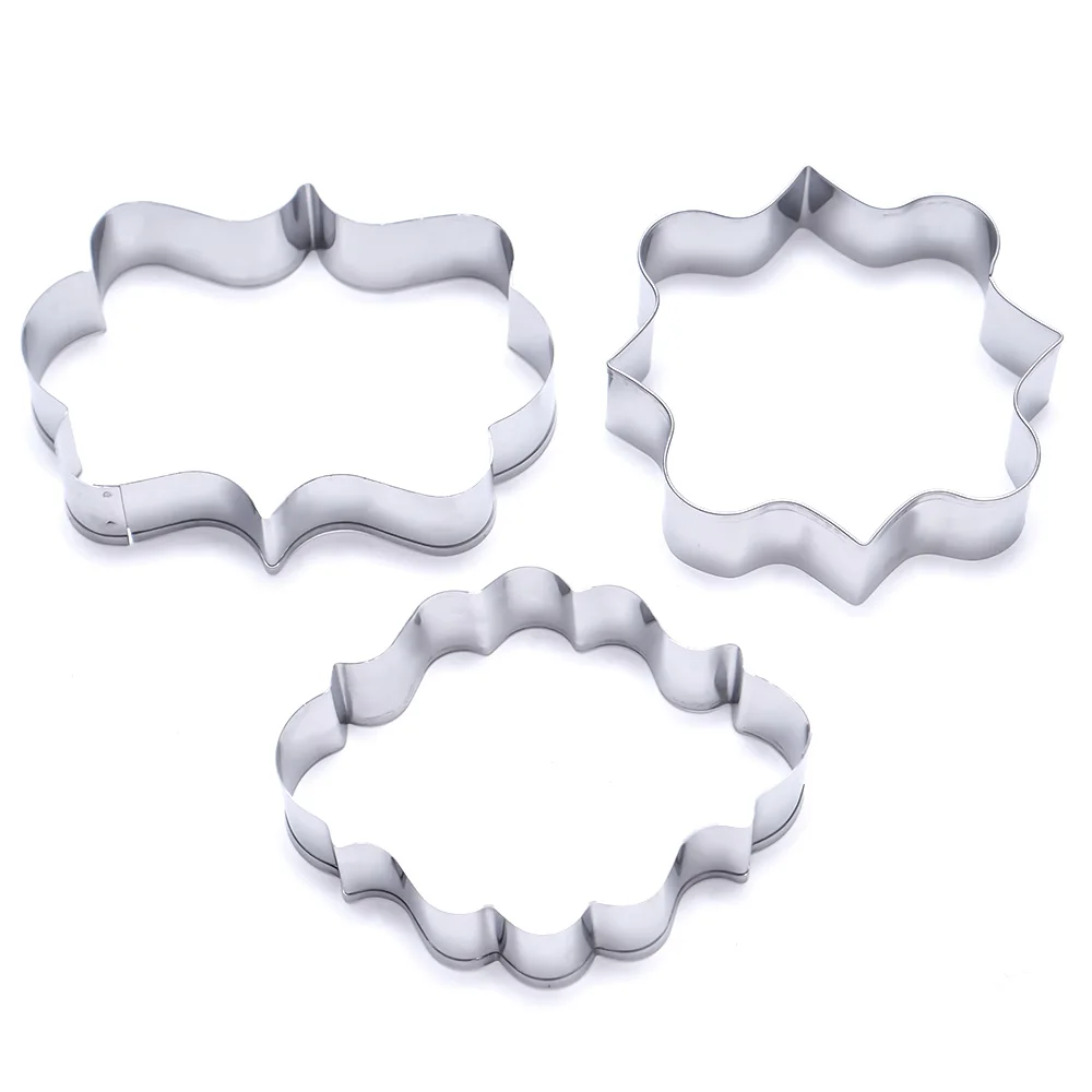 

KECTTIO 1 Set (3pcs) Cookies Pastry Fondant Cake Sugarcraft Decorating Mold Frame Cutter Tool