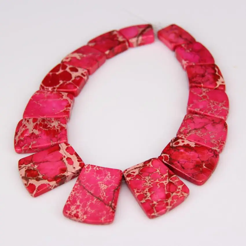 

Large Fushcia Imperial Gems Loose Beads Pendants Finding,15pcs/str Sea Sediment Stones Top Drilled Graduated Slice Bead Necklace
