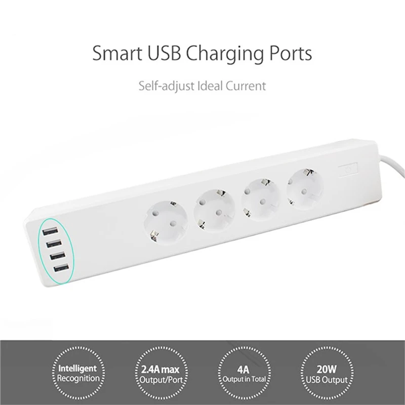 

WiFi Smart Power Strip Intelligent Plug Wireless Timer Remote Control by Smartphone for Android iOS Google Home Amazon Alexa 19M