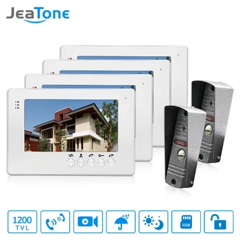 

JeaTone NEW 7 inch LCD TFT Color Video Door Phone Intercom System 1200TVL Outdoor Pinhole camera IR Night Vision Unlocking Door