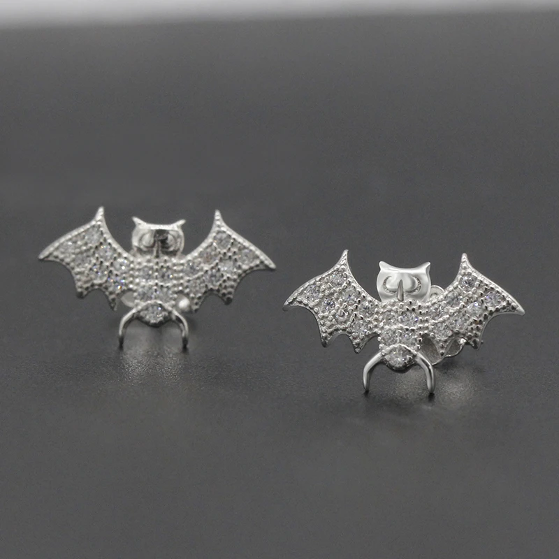 925 Sterling Silver Women Earrings with Clear CZ Stylish Bat Animal Stud Earrings for Women Silver 925 Fine Jewelry
