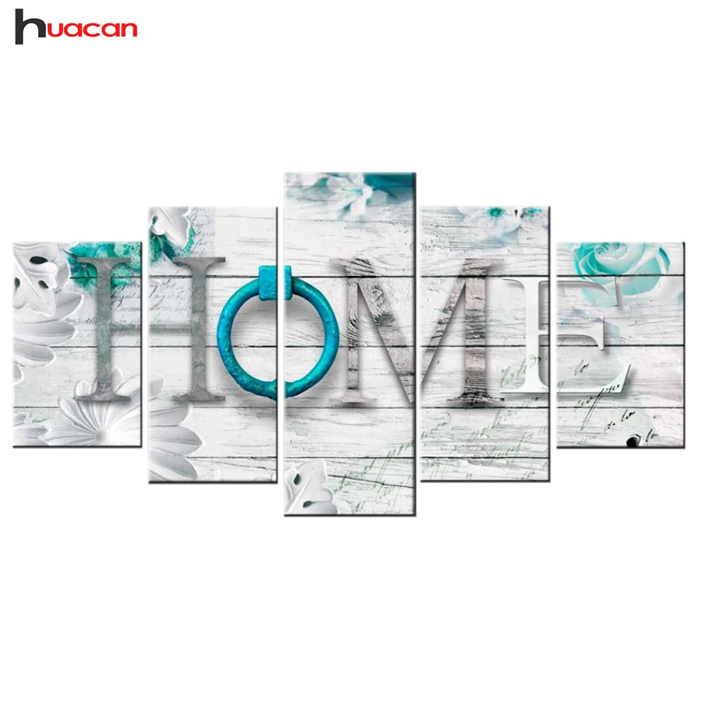 Huacan полная квадратная алмазная живопись "Любовь Home" мульти-Рисунок Комбинации Вышивка крестом мозаика домашний Декор 5 шт./компл