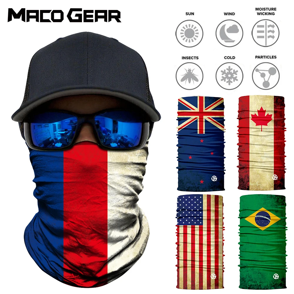

3D Flag Seamless Magic Outdoor Neck Gaiter Face Shield Sport Fishing Cycling Hunting Hiking Bandana Tube Scarf Men Women Mask