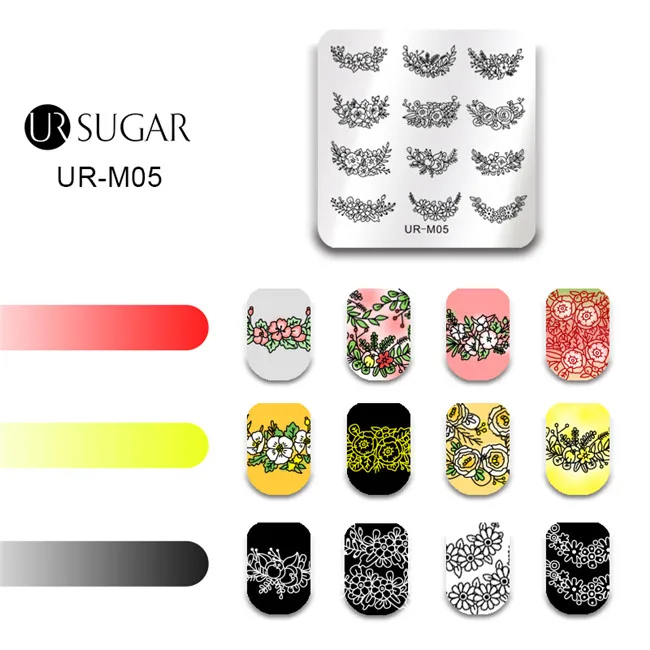 41660 Ur Sugar цветочный шаблон для штамповки ногтей Бабочка роза лоза кленовые листья Цветущий Цветочный узор маникюрный дизайн ногтей DIY пластина - Цвет: 41660