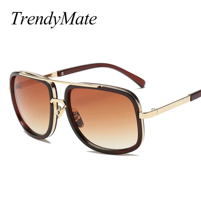 Black Frame Large Red Sun Glasses For Men Classic Style Pilot Brand Design Sunglasses Men Shades Double Bridge Oculos Male 1230T