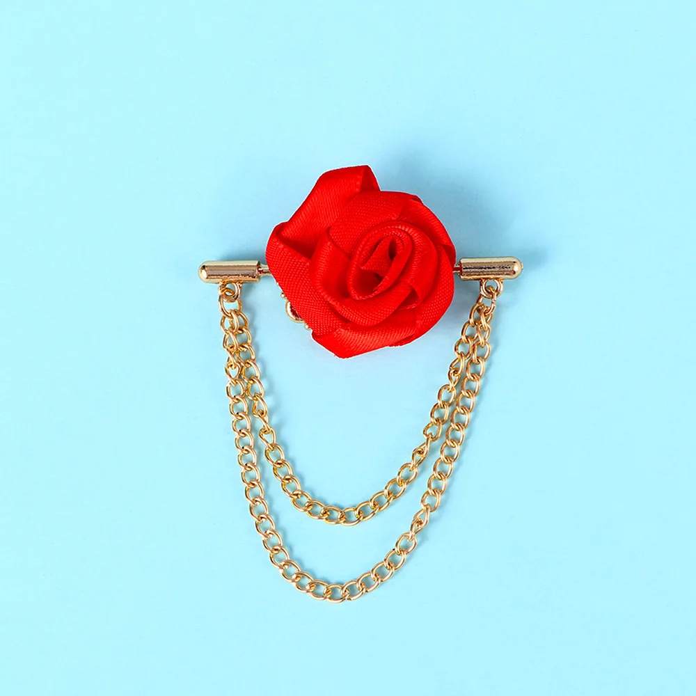 

Fashion Men's Suits Brooch Pins Brooches Men Wedding Rose Flower Chain Lapel Pin Corsage Coat Accessories