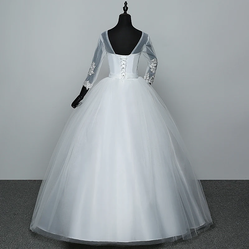 US $49.40 100 Real Photo Red White Three Quarter Sleeve 2018 Arrive Korean Style Ball Gown Fashion Lace Wedding Dress Elegant Princess Gz
