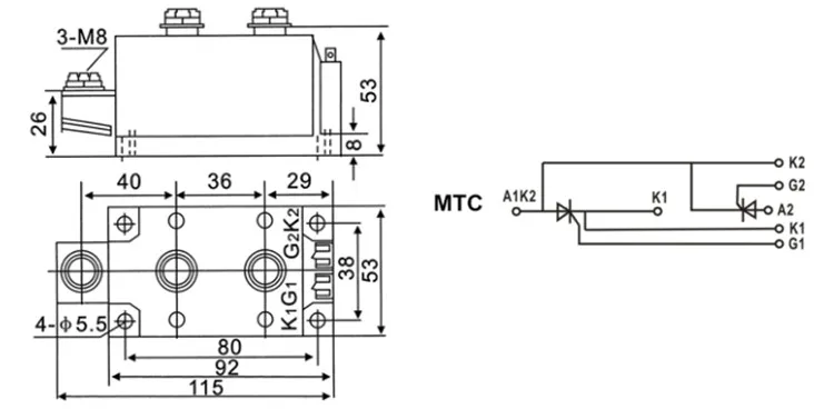 SCR MTC 250A 600 V/800 V/1000 V/1200 V/1400 V/1600 V/V тиристорный модуль
